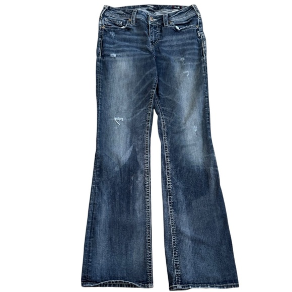 Silver Suki High Rise Slim Bootcut Jeans W32 L33 Medium Wash Stretch - Picture 2 of 10